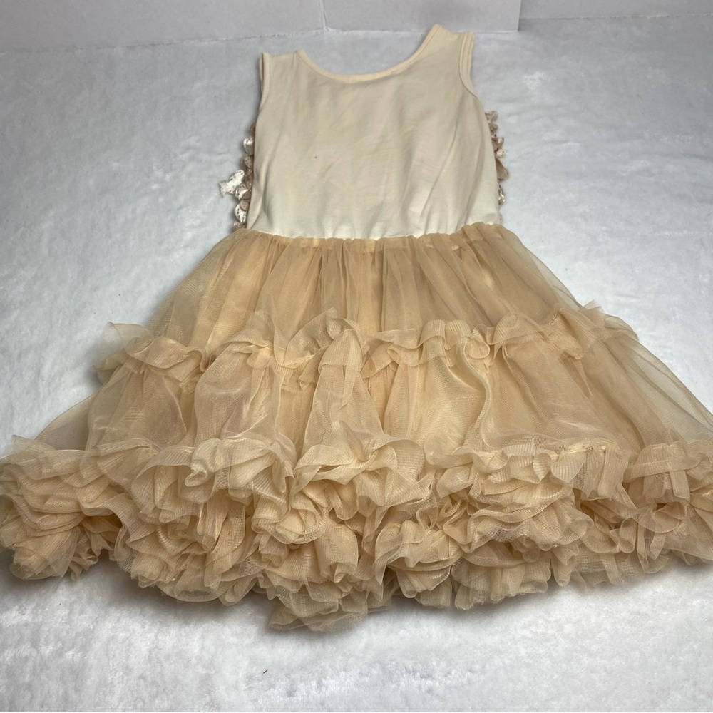 Pochew Elegant Cream Ruffled Dress Size 6/7 - Picture 11 of 12